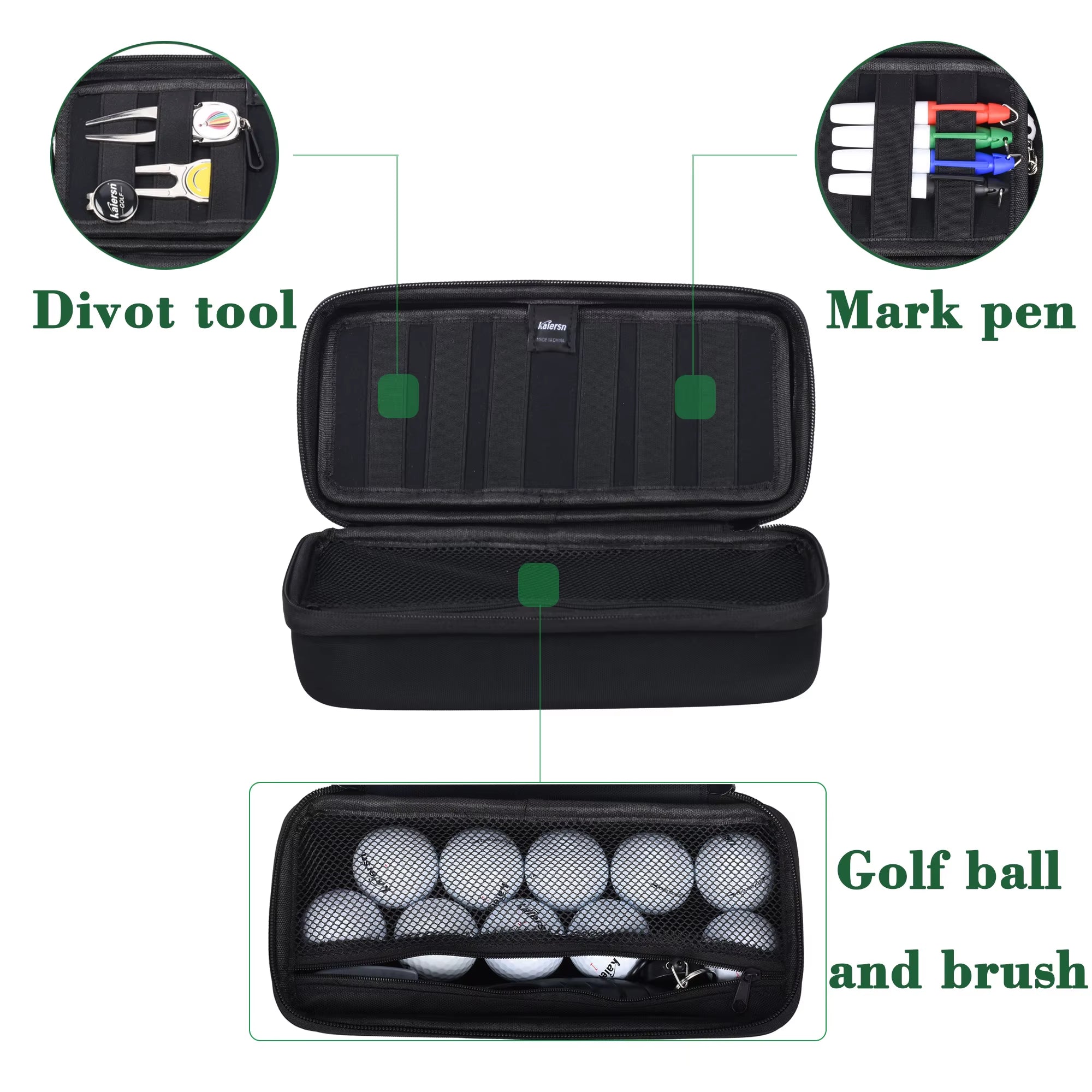 Golf Bag Organizer – Water-Resistant Protective Hard Case for Balls, Tees, Ball Markers, Divot Tools, and Golf Essentials