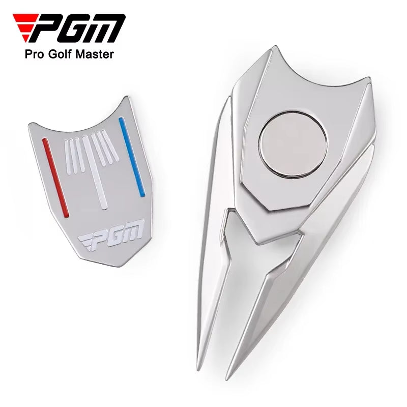 Golf Divot Repair Tool with Ball Marker – Metal Green Fork Golf Accessory (GLC006)